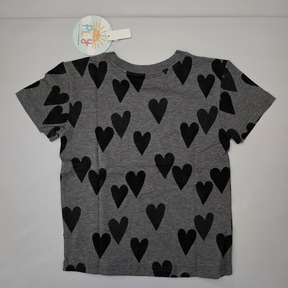 NWT Little Sleepies Heather Hearts Short Sleeves Relaxed Tee Size 5 - Picture 3 of 5